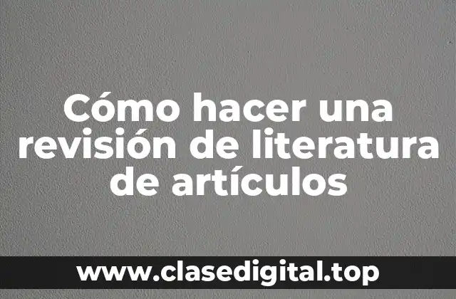 ¿Qué es una revisión de literatura de artículos?