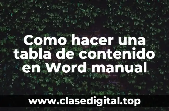 Como hacer una tabla de contenido en Word manual
