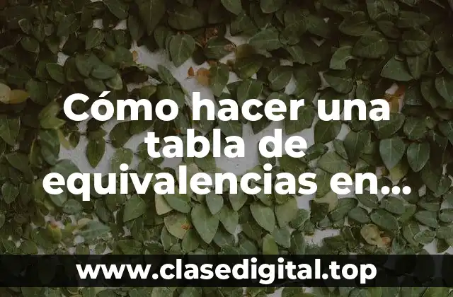 Cómo hacer una tabla de equivalencias en Excel