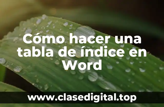 Cómo hacer una tabla de índice en Word