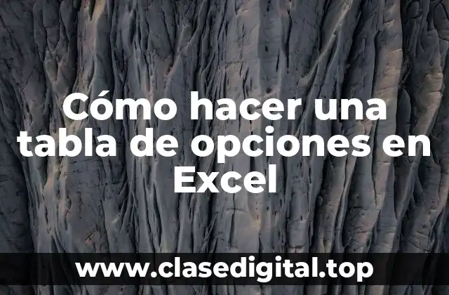 Cómo hacer una tabla de opciones en Excel