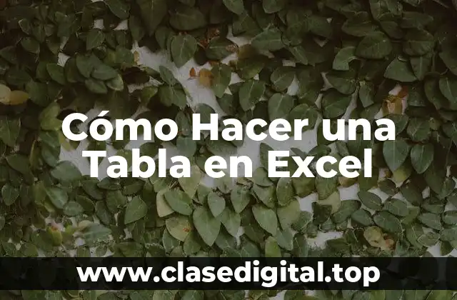 Cómo Hacer una Tabla en Excel