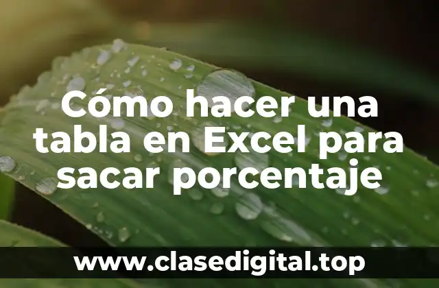 Cómo hacer una tabla en Excel para sacar porcentaje