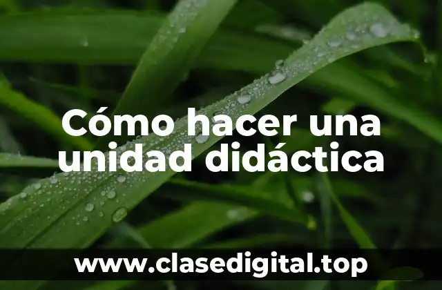 Cómo hacer una unidad didáctica