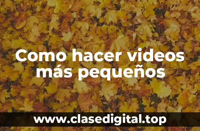 Como hacer videos más pequeños