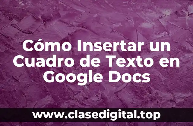 Cómo Insertar un Cuadro de Texto en Google Docs