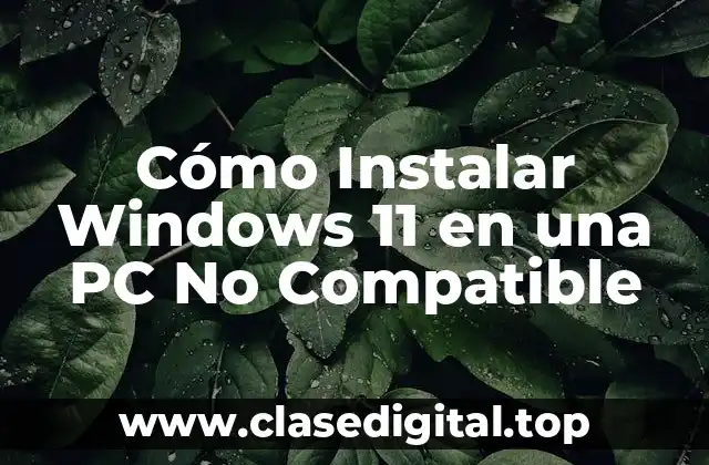 Cómo Instalar Windows 11 en una PC No Compatible
