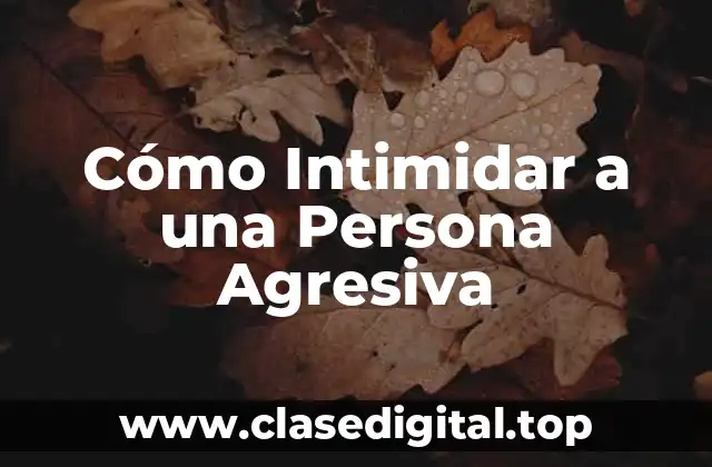 Cómo Intimidar a una Persona Agresiva