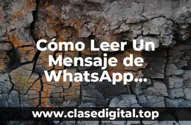 Cómo Leer Un Mensaje de WhatsApp Eliminado