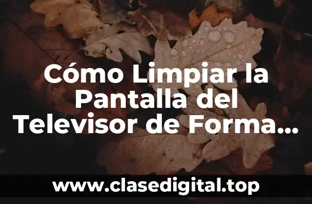 Cómo Limpiar la Pantalla del Televisor de Forma Segura y Efectiva