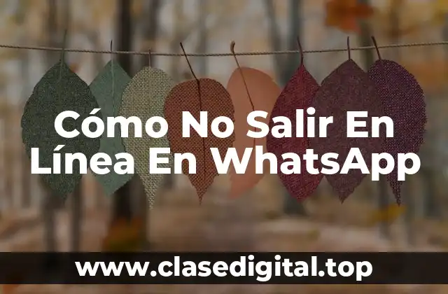 Cómo No Salir En Línea En WhatsApp
