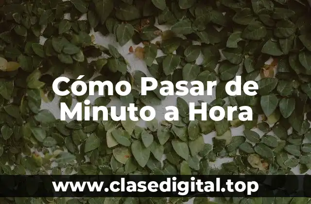 Cómo Pasar de Minuto a Hora