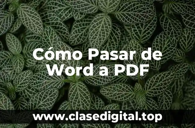 Cómo Pasar de Word a PDF