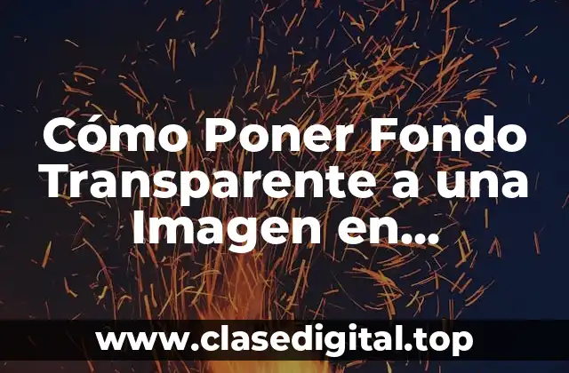 Cómo Poner Fondo Transparente a una Imagen en Photoshop y Otros Programas