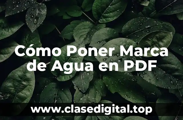 Cómo Poner Marca de Agua en PDF