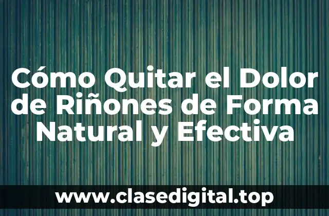 Cómo Quitar el Dolor de Riñones de Forma Natural y Efectiva