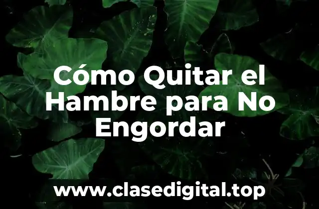 Cómo Quitar el Hambre para No Engordar