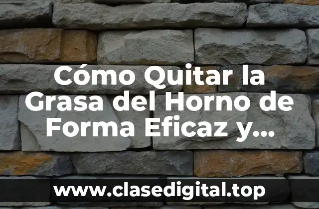 Cómo Quitar la Grasa del Horno de Forma Eficaz y Segura