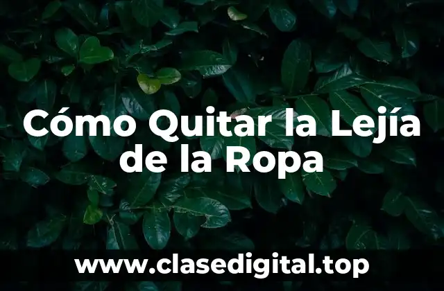 Cómo la Lejía Se Adhiere a la Ropa