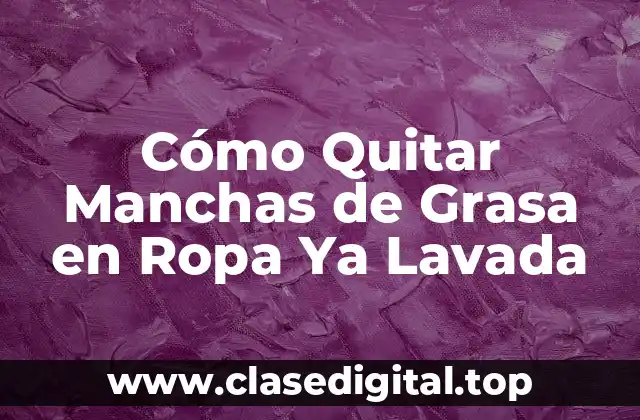 Cómo Quitar Manchas de Grasa en Ropa Ya Lavada