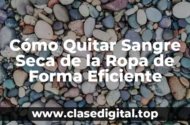 Cómo Quitar Sangre Seca de la Ropa de Forma Eficiente