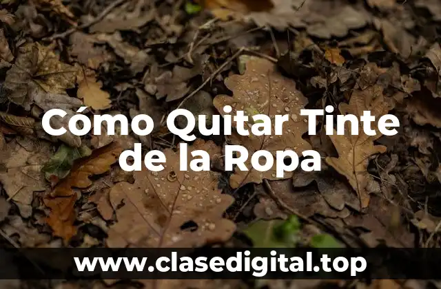 Cómo Quitar Tinte de la Ropa