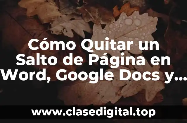 Cómo Quitar un Salto de Página en Word, Google Docs y más (Guide Ultimate)