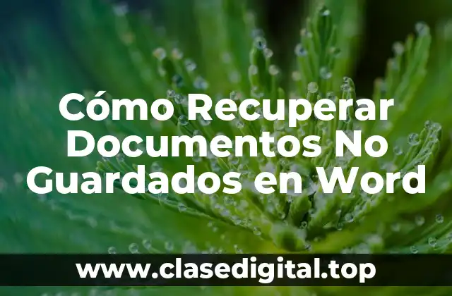 Cómo Recuperar Documentos No Guardados en Word