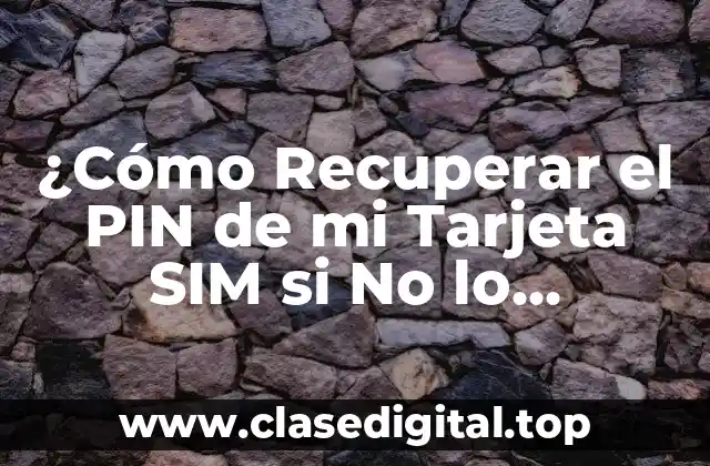 ¿Cómo Recuperar el PIN de mi Tarjeta SIM si No lo Recuerdo?