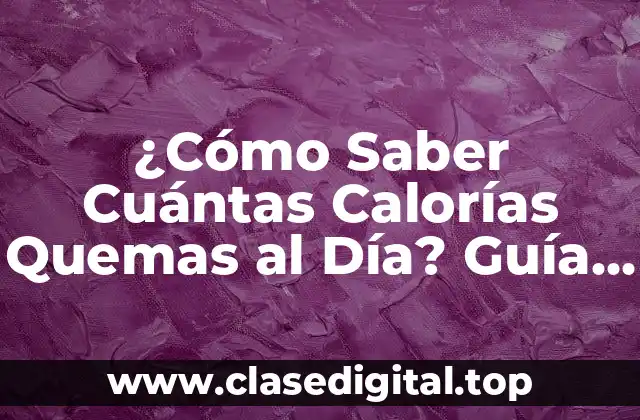 ¿Cómo Saber Cuántas Calorías Quemas al Día? Guía Completa para Contar tus Calorías