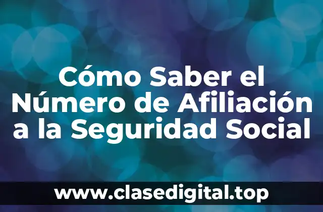 ¿Qué es el Número de Afiliación a la Seguridad Social?