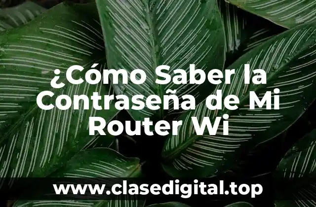 ¿Cómo Saber la Contraseña de Mi Router Wi