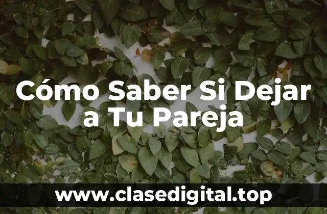Cómo Saber Si Dejar a Tu Pareja