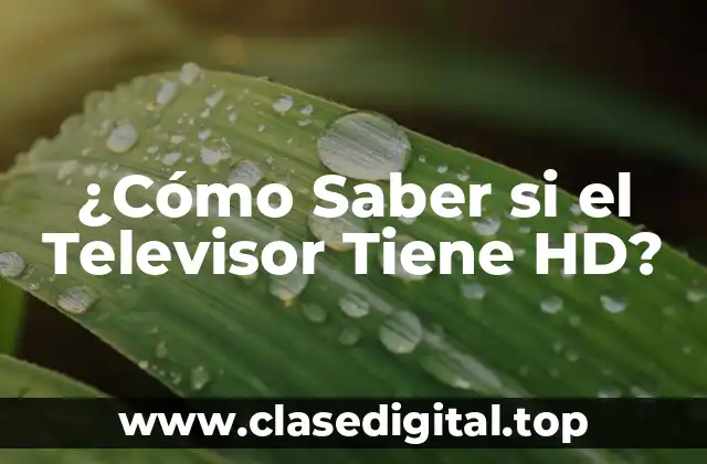 ¿Cómo Saber si el Televisor Tiene HD?