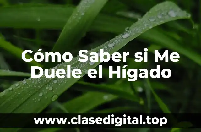 Cómo Saber si Me Duele el Hígado