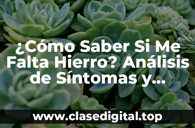 ¿Cómo Saber Si Me Falta Hierro? Análisis de Síntomas y Causas