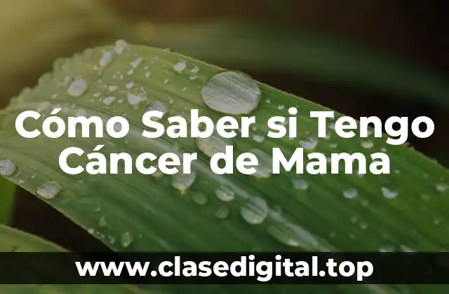 Cómo Saber si Tengo Cáncer de Mama