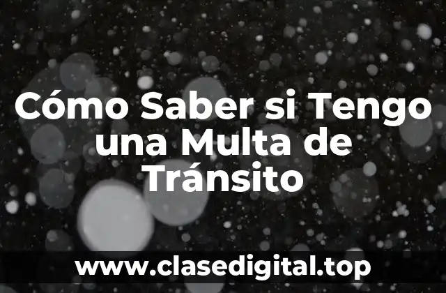 Cómo Saber si Tengo una Multa de Tránsito