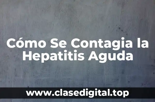 Cómo Se Contagia la Hepatitis Aguda