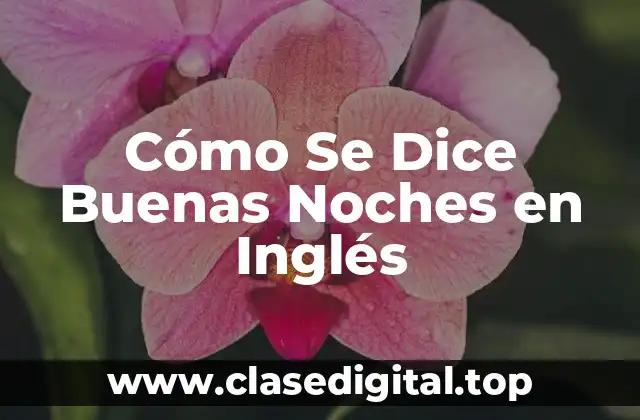 Cómo Se Dice Buenas Noches en Inglés