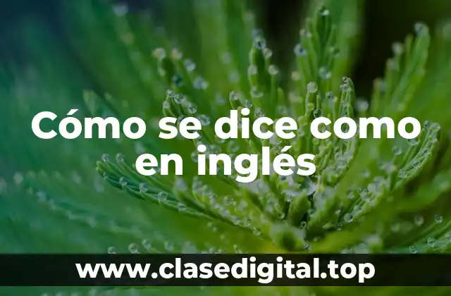 Cómo se dice como en inglés