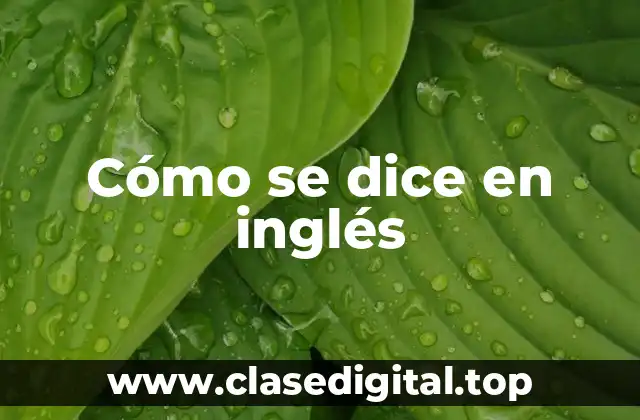 Cómo se dice en inglés