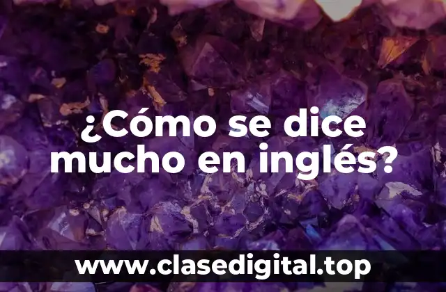 ¿Cómo se dice mucho en inglés?