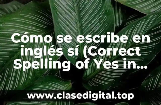Cómo se escribe en inglés sí (Correct Spelling of Yes in English)