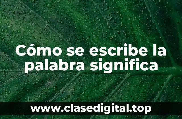 Cómo se escribe la palabra significa