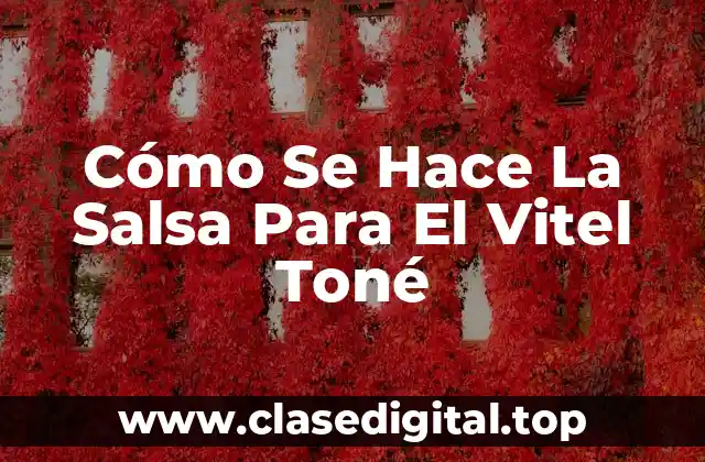Cómo Se Hace La Salsa Para El Vitel Toné