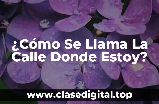¿Cómo Se Llama La Calle Donde Estoy?