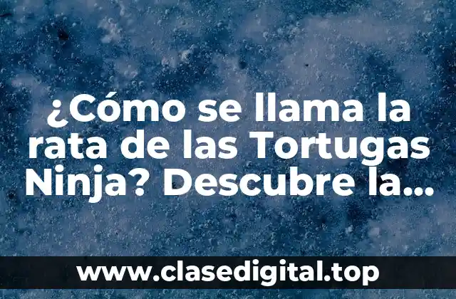 ¿Cómo se llama la rata de las Tortugas Ninja? Descubre la respuesta