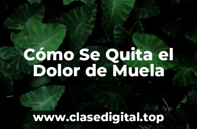 Cómo Se Quita el Dolor de Muela