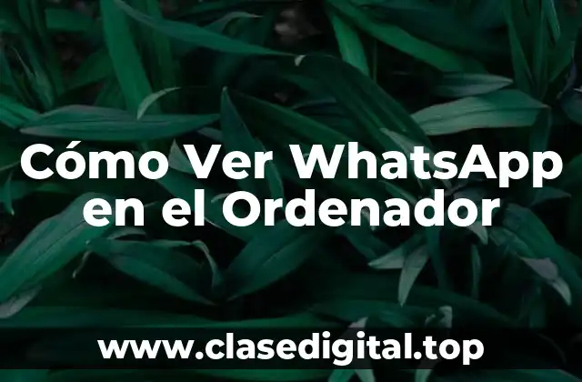 Cómo Ver WhatsApp en el Ordenador